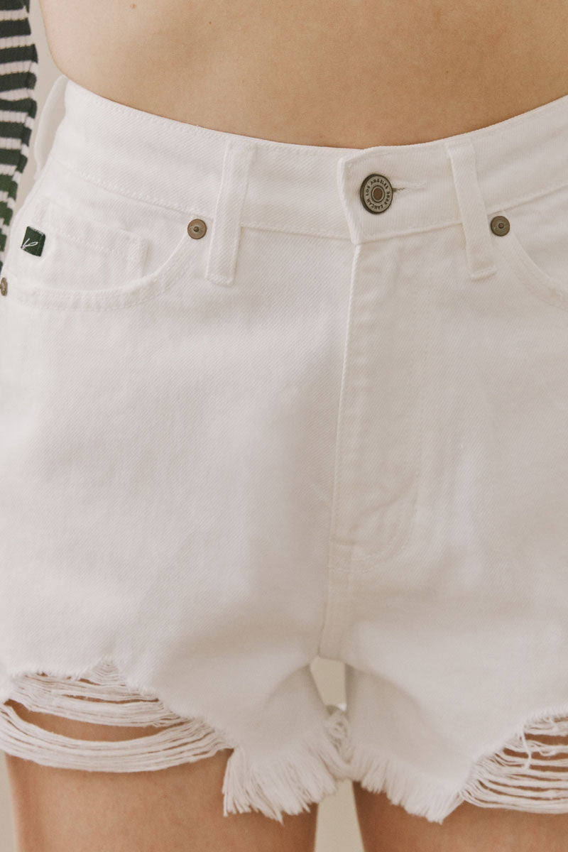 Grace High Rise Mom Shorts White